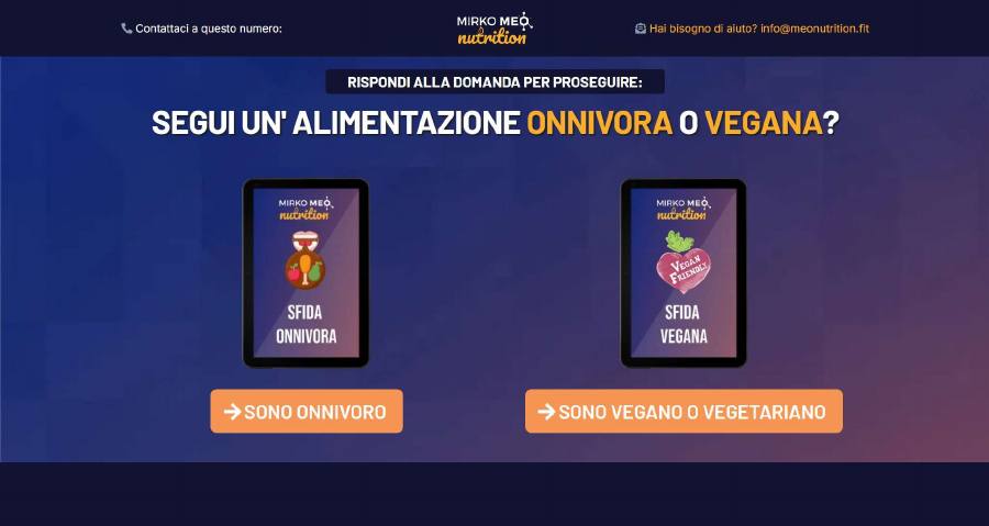 La pagina di scelta