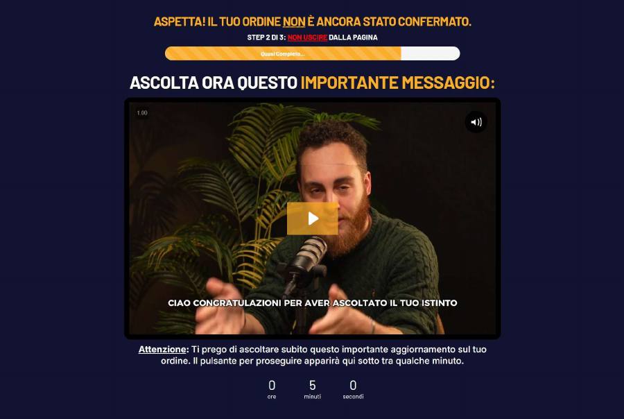L'upsell, subito dopo il pagamento